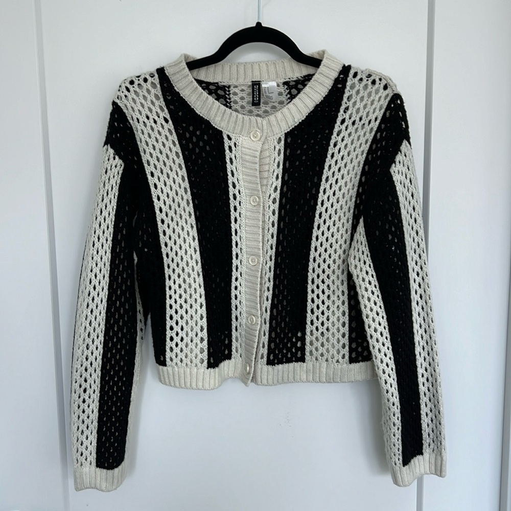 White and Black Knot Cardigan